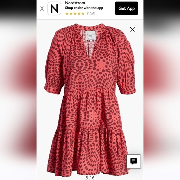 NWT Nordstrom Area Stars tiered puff sleeve dot mini dress in red size small - Picture 8 of 8